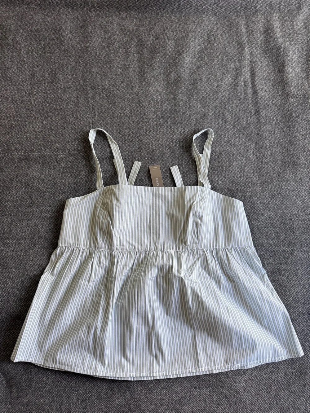 J. Crew White and Light Blue Striped Tank Top